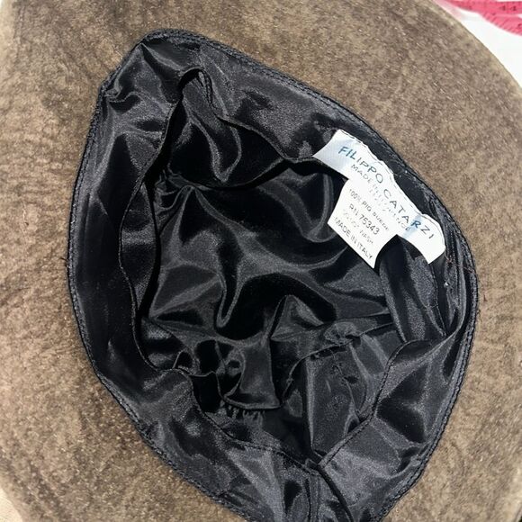 FILIPPO CATARZI VINTAGE CHOCOLATE BROWN SUEDE BUCKET HAT - Picture 6 of 8